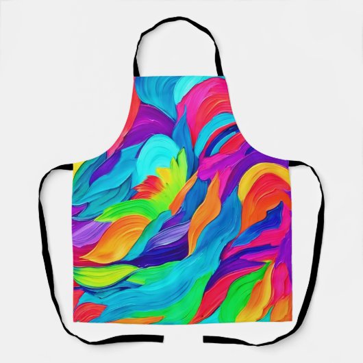 Levendige Regenboogwervelingen Abstracte Kunst Schort (Voorkant)