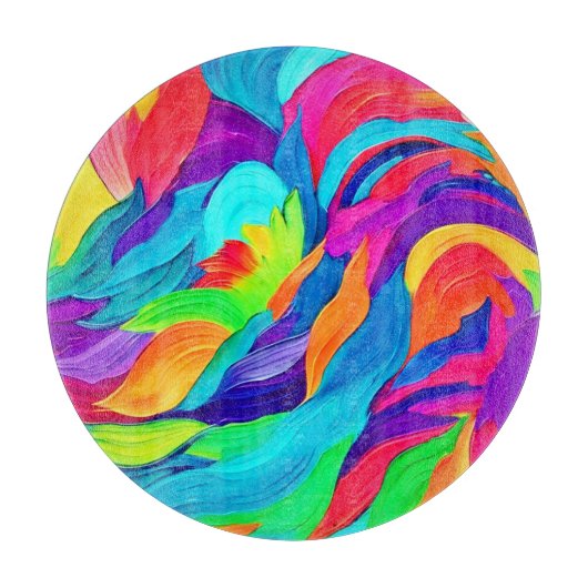 Levendige Regenboogwervelingen Abstracte Kunst Snijplank (Voorkant)