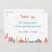 Levendige, Reis Bruiloft Dank u Briefkaart (Voorkant / Achterkant)