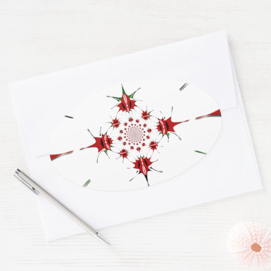 Levendige Republiek Kenia Schild Vlag Kaleidoscoop Ovale Sticker (Envelop)