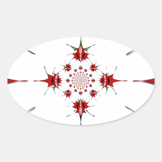 Levendige Republiek Kenia Schild Vlag Kaleidoscoop Ovale Sticker (Voorkant)