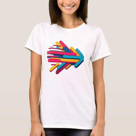 Levendige Retro 3D Bewegingspijl T-shirt (Voorkant)