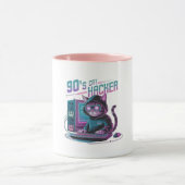 Levendige Retro 90s Cat Hacker Mok (Midden)