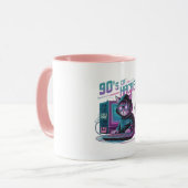 Levendige Retro 90s Cat Hacker Mok (Voorkant links)