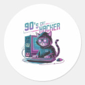 Levendige Retro 90s Cat Hacker Sticker (Voorkant)