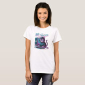 Levendige Retro 90s Cat Hacker T-shirt (Voorkant volledig)