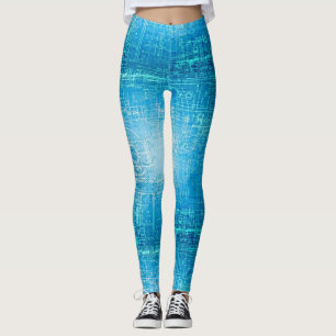 Levendige Retro Blauwdruk Leggings