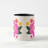 Levendige Retro Bloem – Vetroze en Gele Bloemen Mok (Midden)