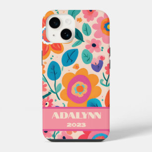 Levendige Retro Bloemen Valentijns Cadeaus voor ti iPhone 14 Hoesje