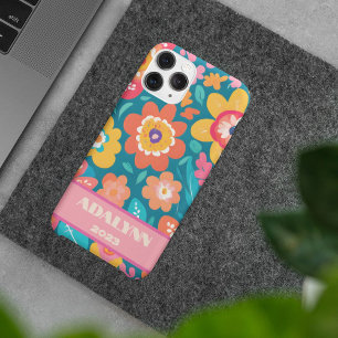 Levendige Retro Blossoms Valentijnse Tieners Cadea Case-Mate iPhone 14 Hoesje