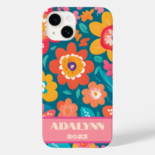 Levendige Retro Blossoms Valentijnse Tieners Cadea Case-Mate iPhone Case (Achterkant)