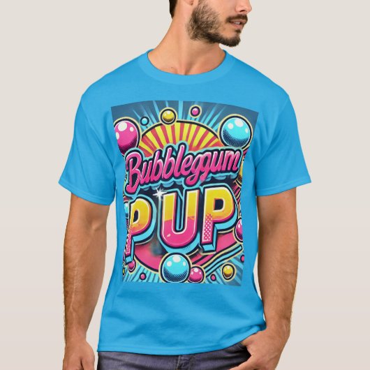 Levendige Retro "Bubblegum Pop" Art T-shirt (Voorkant)
