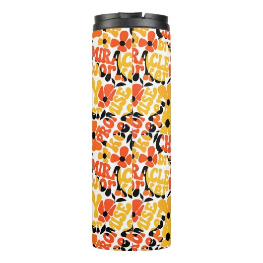 Levendige Retro Christelijke Bloemtypografie Thermosbeker (Achterkant)