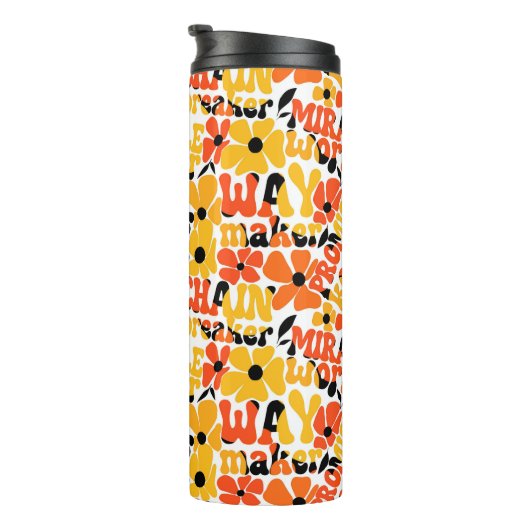 Levendige Retro Christelijke Bloemtypografie Thermosbeker (Geroteerd rechts)