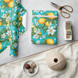 Levendige Retro Citrus Medley Kerstmis Cadeaupapier