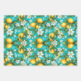 Levendige Retro Citrus Medley Kerstmis Inpakpapier Vel