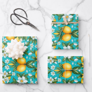 Levendige Retro Citrus Medley Kerstmis Inpakpapier Vel