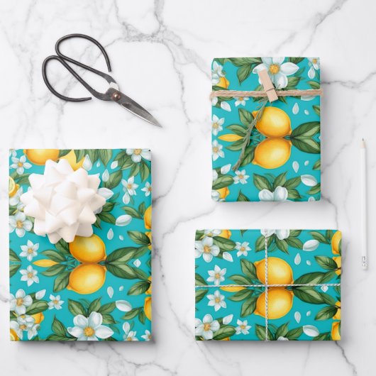 Levendige Retro Citrus Medley Kerstmis Inpakpapier Vel (Voorkant)