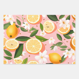 Levendige Retro Citrus Medley Kerstmis Inpakpapier Vel
