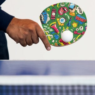 Levendige Retro Comic Burst Tafeltennisbatje