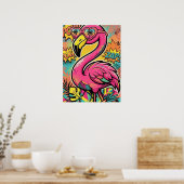 Levendige Retro Comic Flamingo Zonnebril Pop Art P Poster (Keuken)