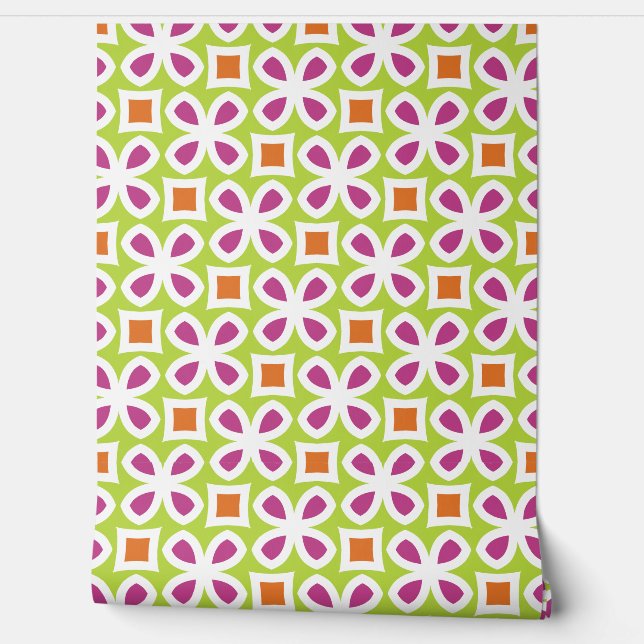 Levendige Retro Floral Behang (Afrollen)