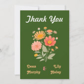 Levendige Retro Floral Flat Dank u kaart (Voorkant)