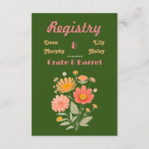 Levendige Retro Floral Registry Enclosure Kaart