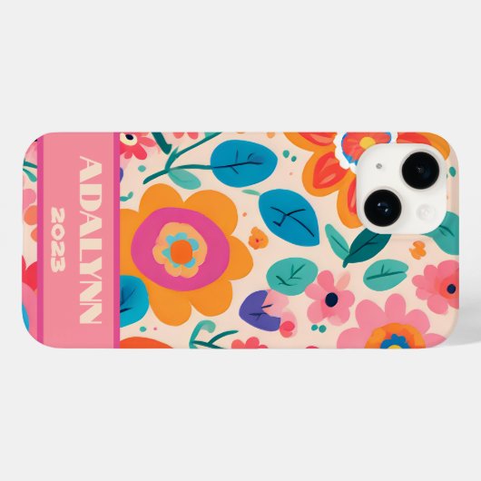 Levendige Retro Florals Valentijnse Tieners Cadeau Case-Mate iPhone Case (Achterkant (horizontaal))