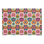 Levendige RETRO Folk Art Bloemen BOHO Bloemenpatro Kussensloop (Voorkant)