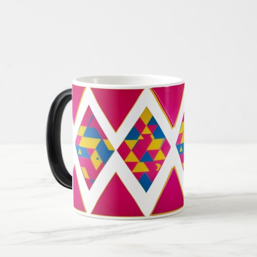 Levendige retro geometrische driehoeken - Morphing Magische Mok (Voorkant links)