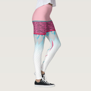 Levendige Retro Geometrische Roze & Cyaan Print Le Leggings