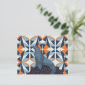 Levendige Retro Geometrische Zee Leeuw op Rock Briefkaart (Staand voorkant)