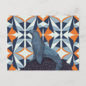 Levendige Retro Geometrische Zee Leeuw op Rock Briefkaart (Voorkant)