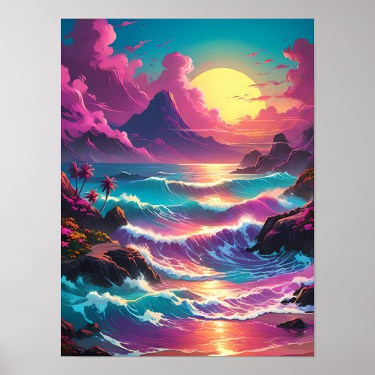 Levendige Retro Golven, Bold Blast van Kleurrijke  Poster (Voorkant)