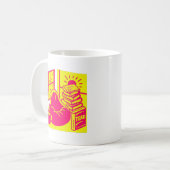 Levendige Retro Leeshoek Illustratie Koffiemok (Voorkant links)