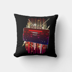 Levendige Retro Luidspreker Kunst met Neon Muziek Kussen