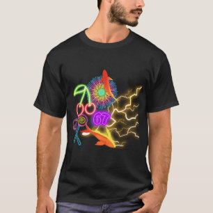 Levendige Retro Neon Collage - Cyberpunk Koi Vis C T-shirt