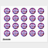 Levendige Retro Neon gloeiende roze Paarse dank u Ronde Sticker (Vel)