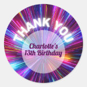 Levendige Retro Neon gloeiende roze Paarse dank u Ronde Sticker (Voorkant)