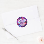 Levendige Retro Neon gloeiende roze Paarse dank u Ronde Sticker (Envelop)