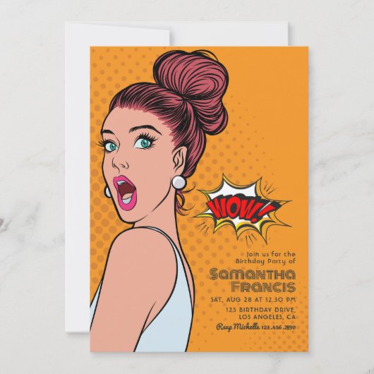 Levendige Retro Pop Art Birthday Bash Kaart (Voorkant)