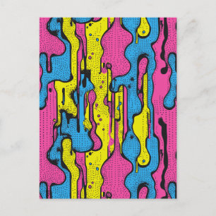 "Levendige Retro Pop Art Drip Patroon Briefkaart