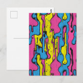 "Levendige Retro Pop Art Drip Patroon Briefkaart (Voorkant / Achterkant)