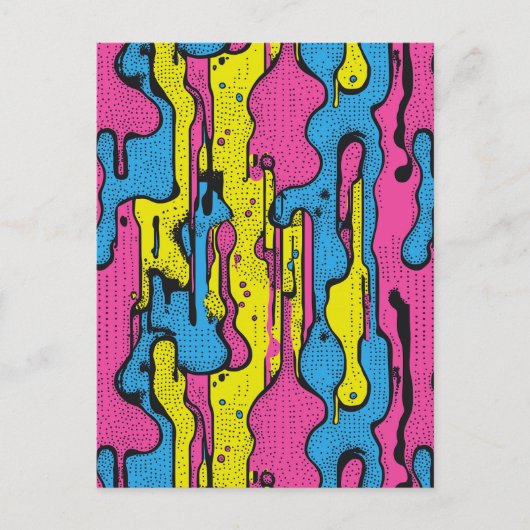 "Levendige Retro Pop Art Drip Patroon Briefkaart (Voorkant)