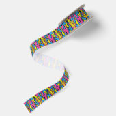 "Levendige Retro Pop Art Drip Patroon Satijnen Lint (Achterkant)