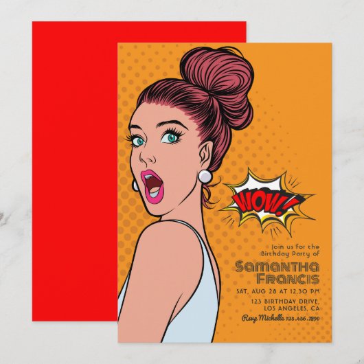 Levendige Retro Pop Art Verjaardagsfeest Kaart (Voorkant / Achterkant)