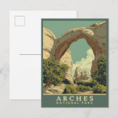 Levendige Retro-stijl Arches National Park Briefkaart (Voorkant / Achterkant)