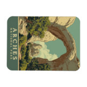 Levendige Retro-stijl Arches National Park Magneet (Horizontaal)