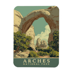 Levendige Retro-stijl Arches National Park Magneet
